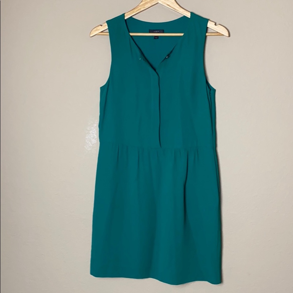 J.Crew women’s hunter green classic button dress